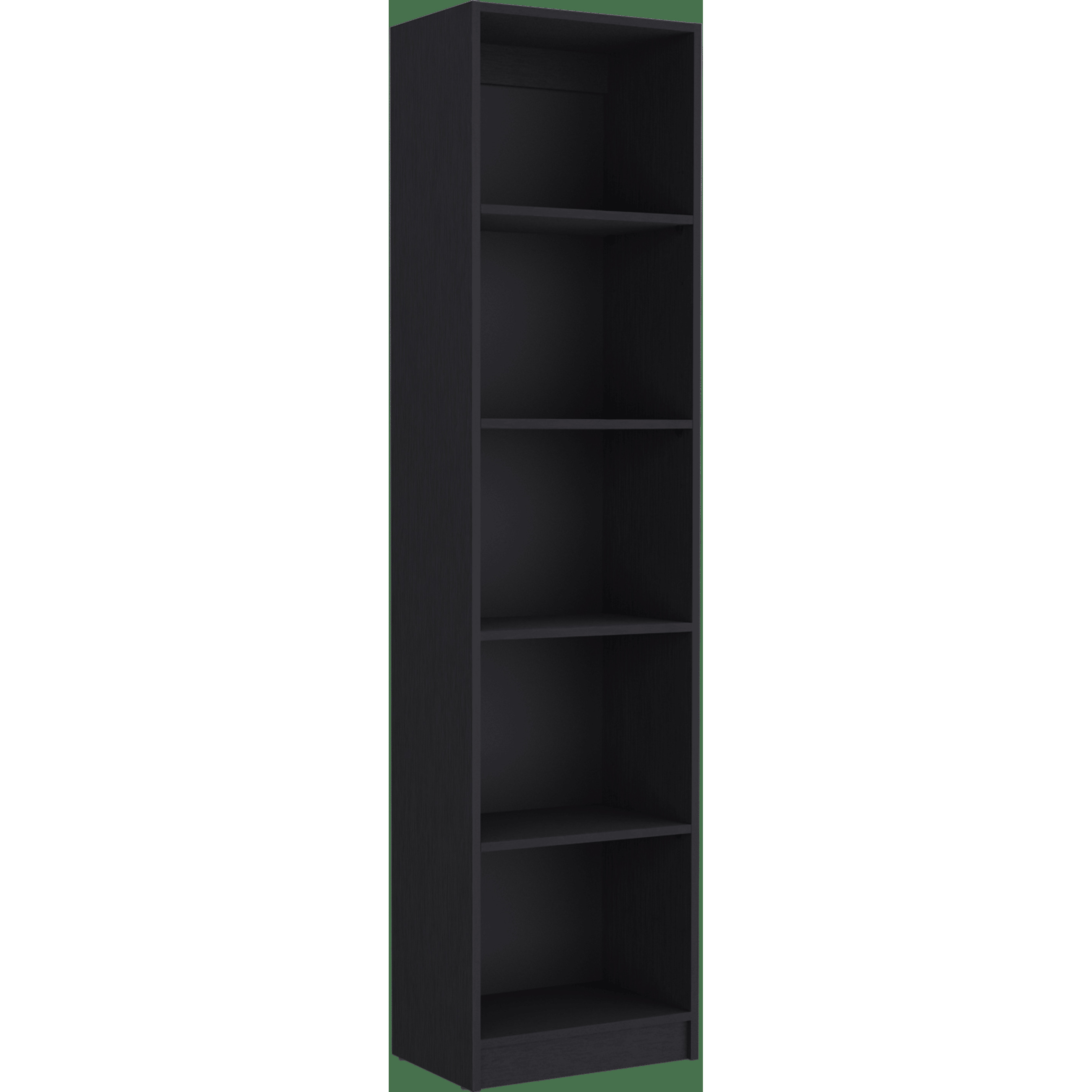 Zachary Black 5-Shelf Slim Bookcase