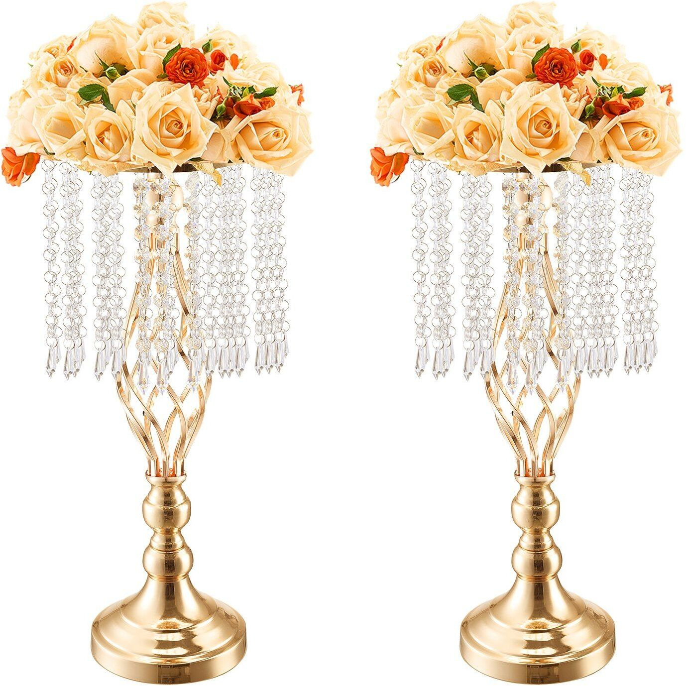 VEVOR 12PCS 49cm/19.3' Tall Crystal Wedding Flower Stand Vase for Party Decor