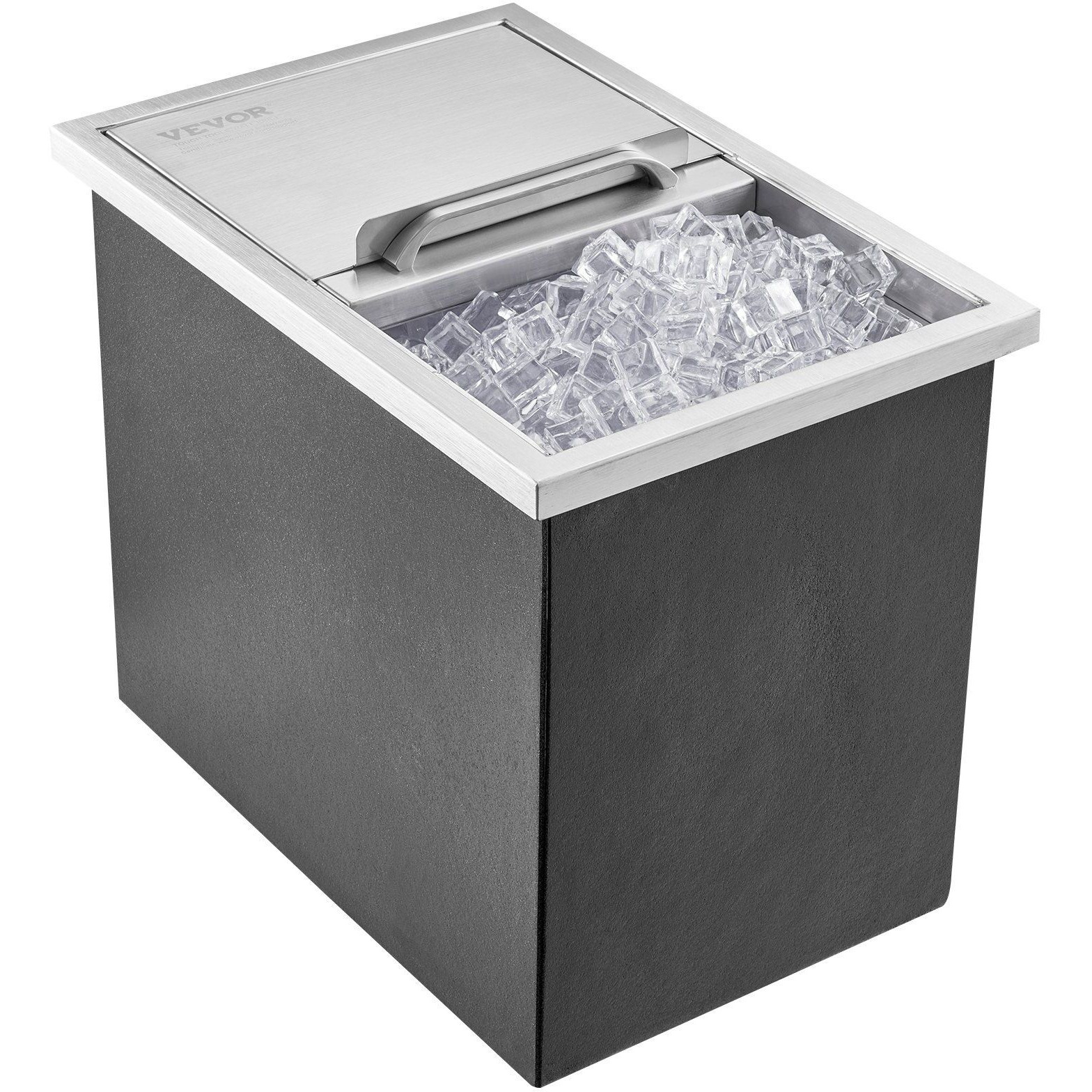 VEVOR Drop in Ice Chest, 18&quotL x 12&quotW x 14.5&quotH Stainless Steel Ice Cooler, Commercial Ice Bin with Sliding Cover, 40.9 qt Outdoor Kitchen Ice Bar, Drain-pipe and Drain Plug Included, for Cold Wine Beer