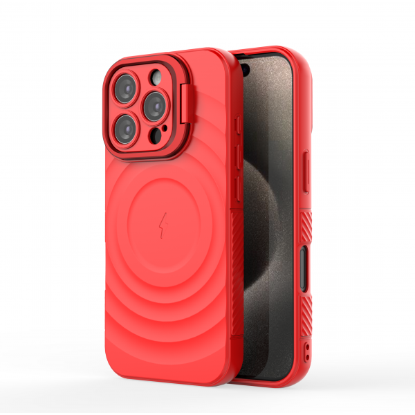 CoversCart Crimson Red TitanShield Wave Silicone Magsafe Back Case for iPhone 16 Pro