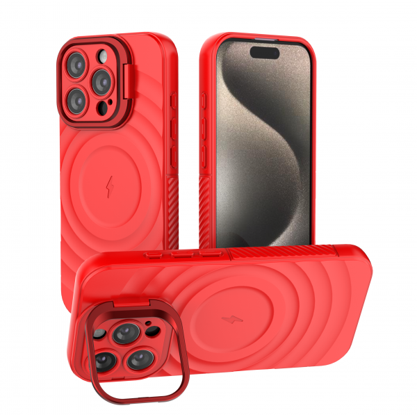 CoversCart Crimson Red TitanShield Wave Silicone Magsafe Back Case for iPhone 16 Pro