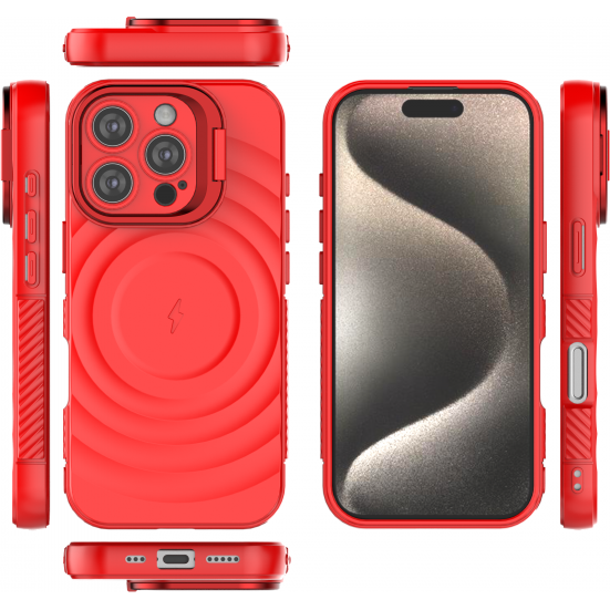 CoversCart Crimson Red TitanShield Wave Silicone Magsafe Back Case for iPhone 16 Pro