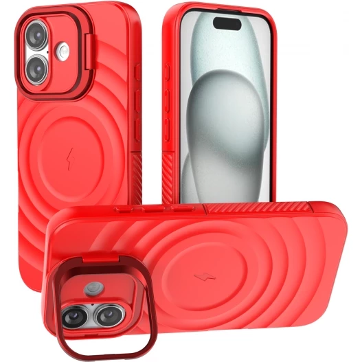 CoversCart Crimson Red TitanShield Wave Silicone Magsafe Back Case for iPhone 16