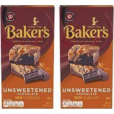 Baker's Unsweetened Baking Chocolate Bar, 4 Oz (Pack of 2) KOSHER OKd