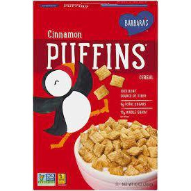 Barbara's Puffins Cinnamon Cereal, Non-GMO, Vegan, 10 Oz Box (Pack of 12)