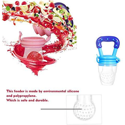 Safe-O-Kid- Pack of 2- High Quality, BPA Free, Veggie Feed Nibbler, Fruit Nibbler/Silicone Food, Soft Pacifier/Feeder for Baby (S Size for 4-6 Months Babies)- Blue (Size Pack of 2)