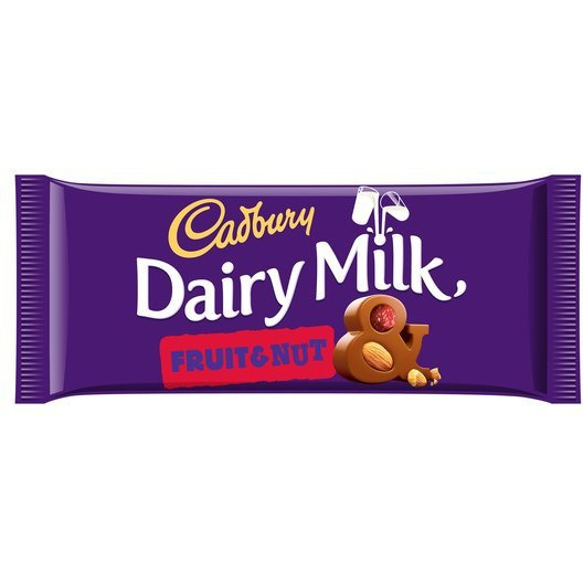 Case of 18 - Cadbury Dairy Milk Chocolate Fruit & Nut - 110 Gm (3.9 Oz)