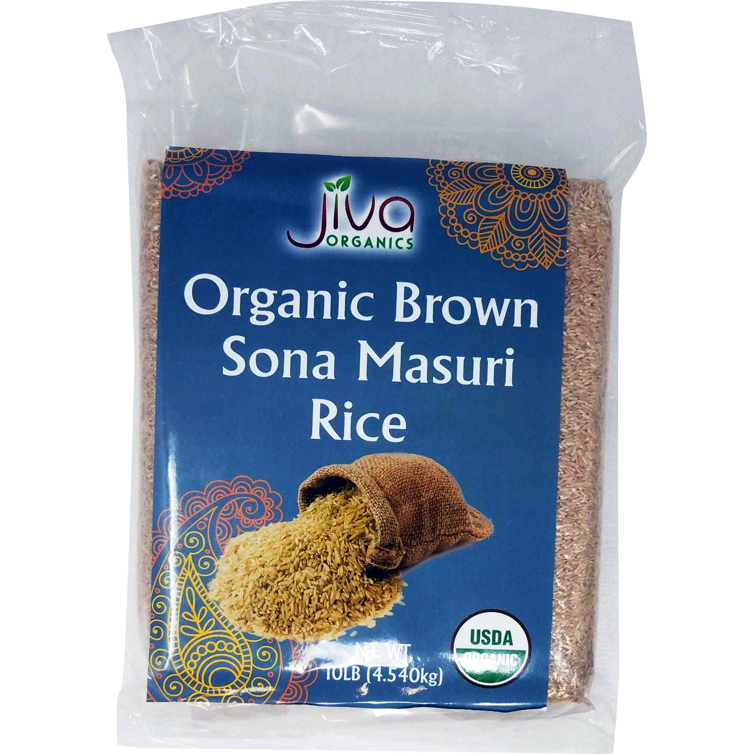Case of 4 - Jiva Organics Organic Brown Sona Masuri Rice - 10 Lb (4.5 Kg) [50% Off]