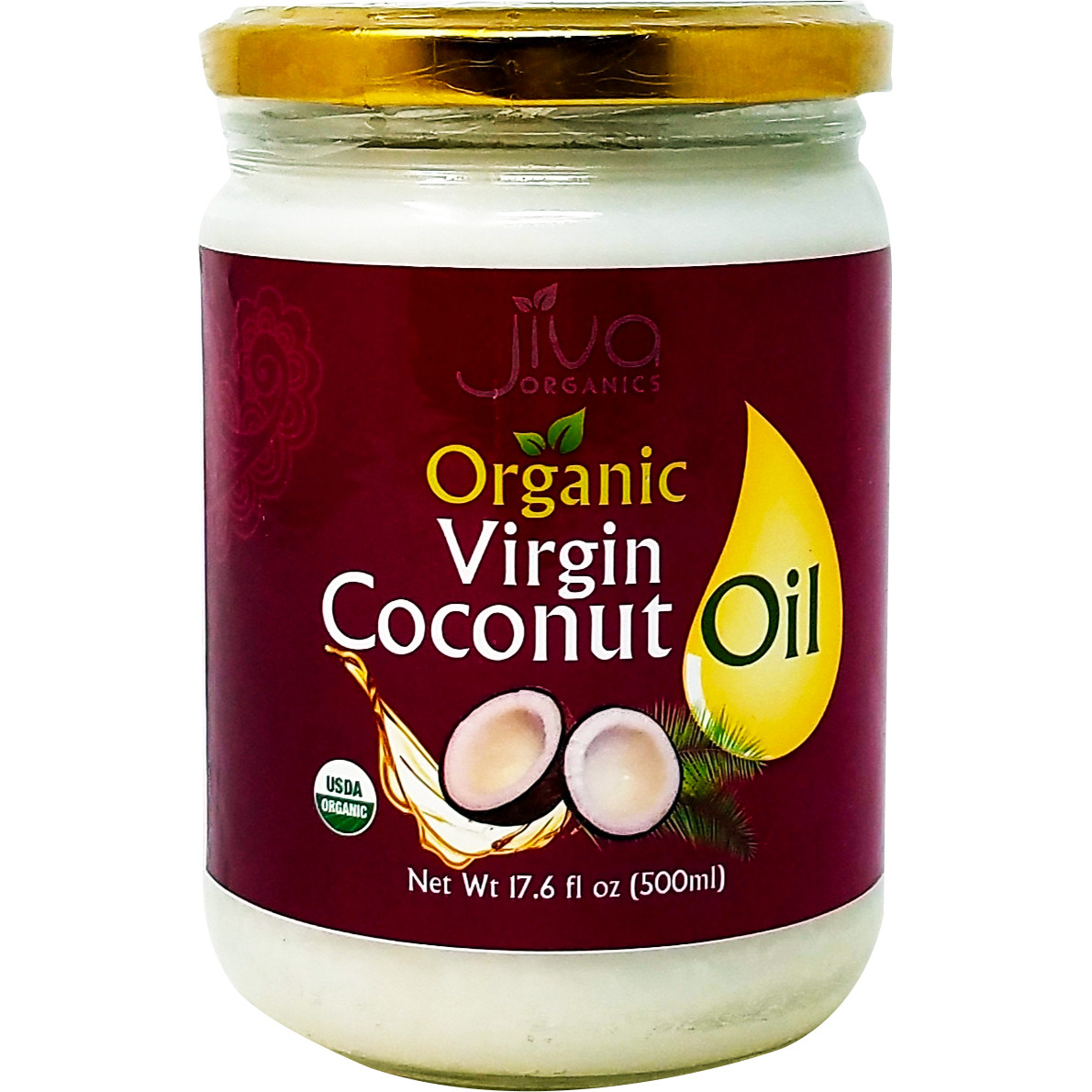 Case of 12 - Jiva Organics Organic Virgin Coconut Oil - 500 Ml (16.9 Fl Oz)