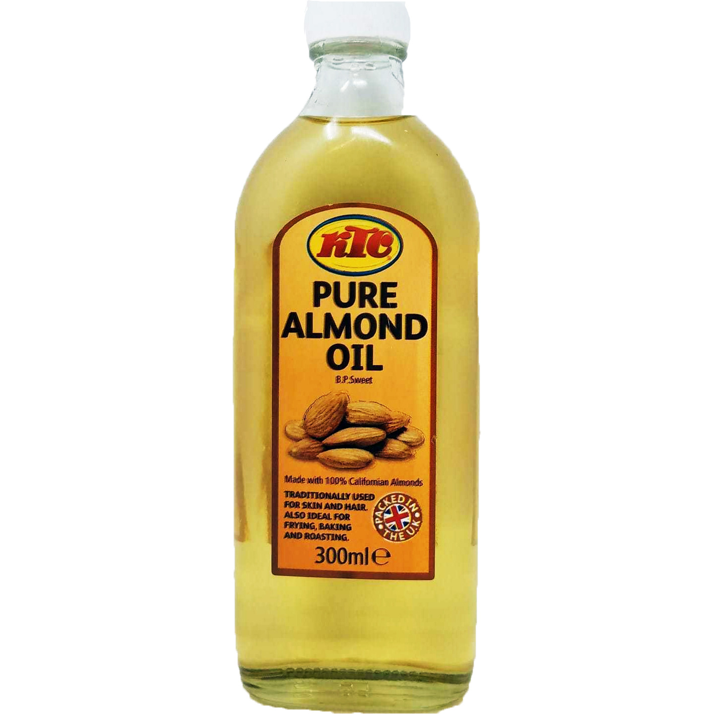 Case of 12 - Ktc Pure Almond Oil - 300 Ml (10.14 Fl Oz)