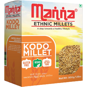 Case of 20 - Manna Pearled Unpolished Ethnic Millets Kodo Millet - 500 Gm (1.1 Lb)