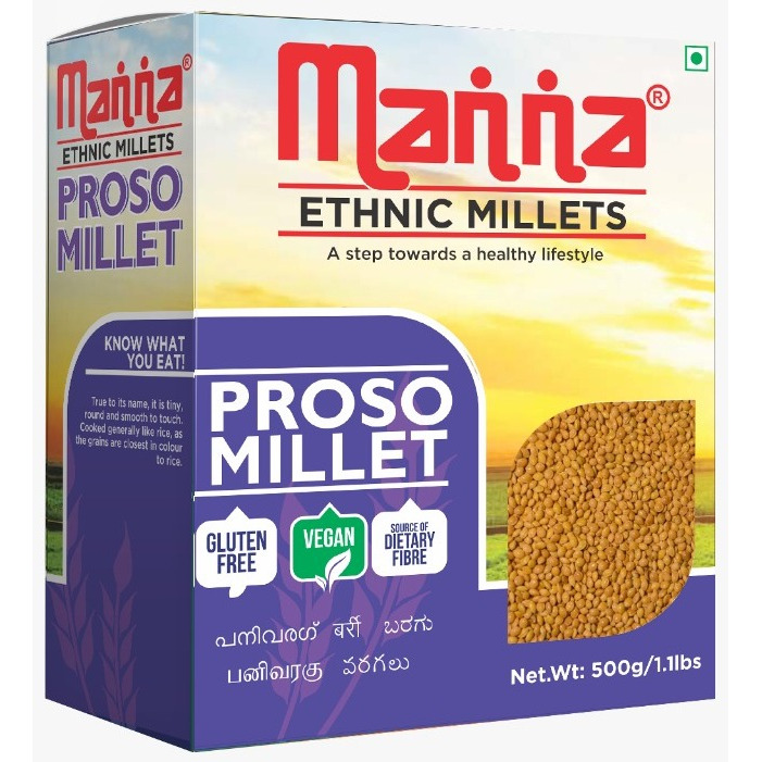 Case of 20 - Manna Pearled Unpolished Ethnic Millets Proso Millet - 500 Gm (1.1 Lb)