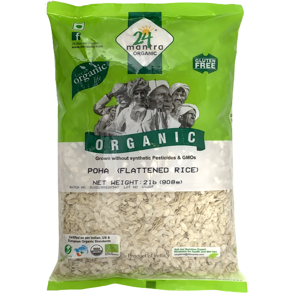 24 Mantra Organic White Poha - 2 Lb (908 Gm)