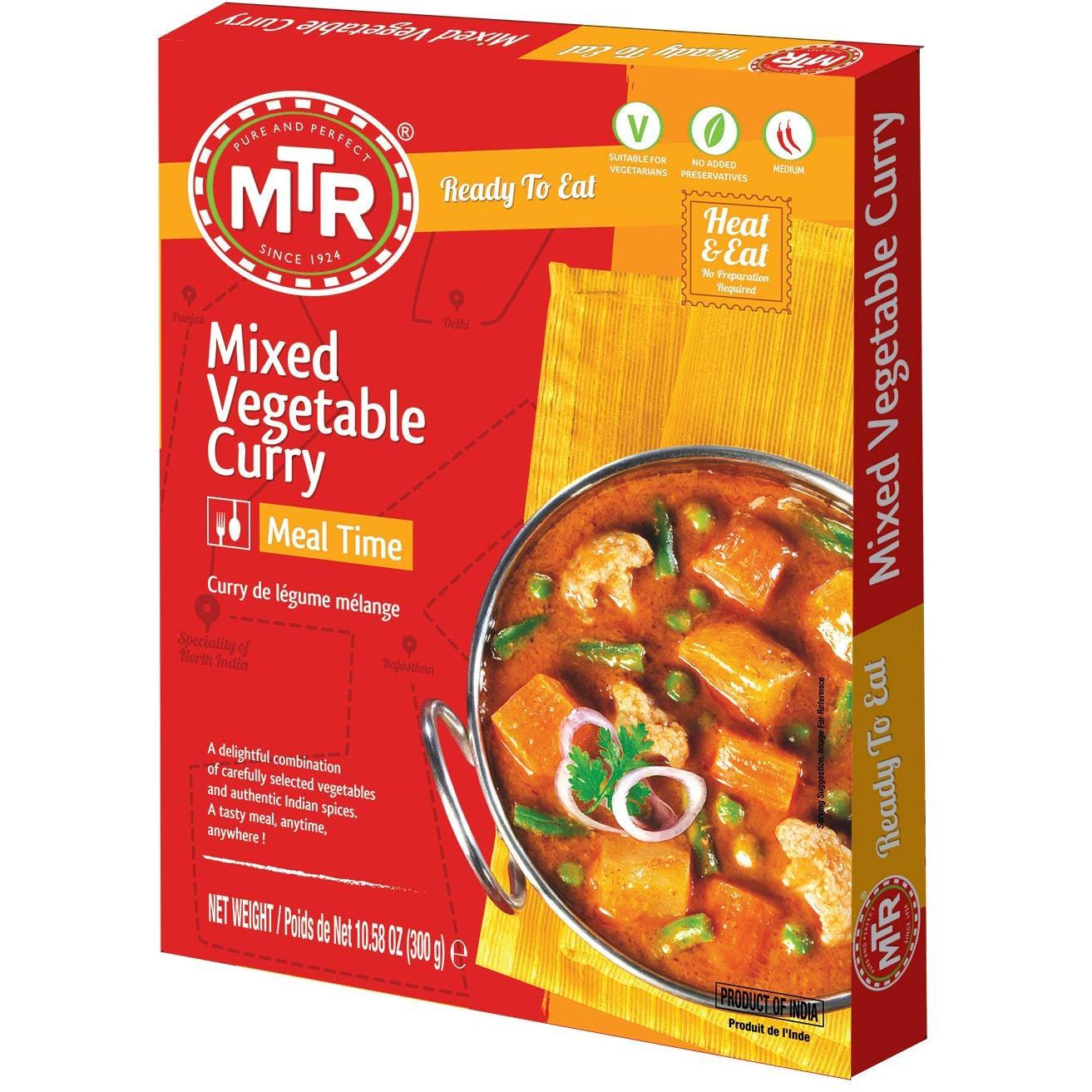 Case of 20 - Mtr Ready To Eat Mixed Veg Curry - 300 Gm (10.58 Oz)