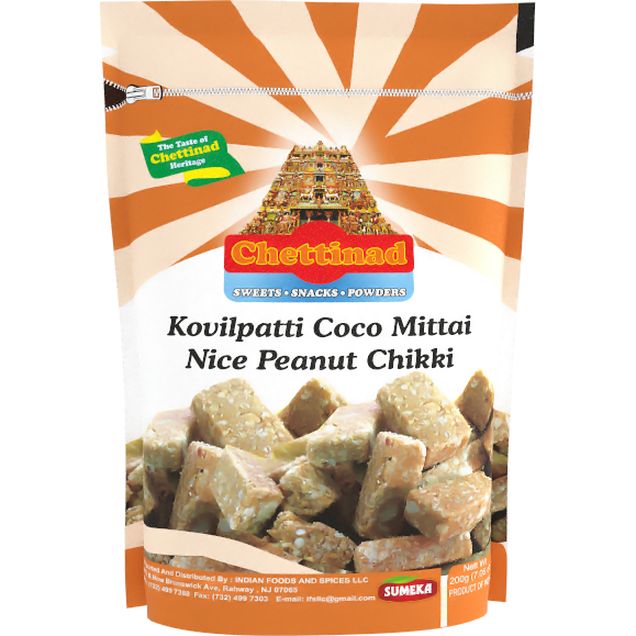 Case of 24 - Chettinad Kovilpatti Coco Mittai Peanut Chikki - 200 Gm (7 Oz)
