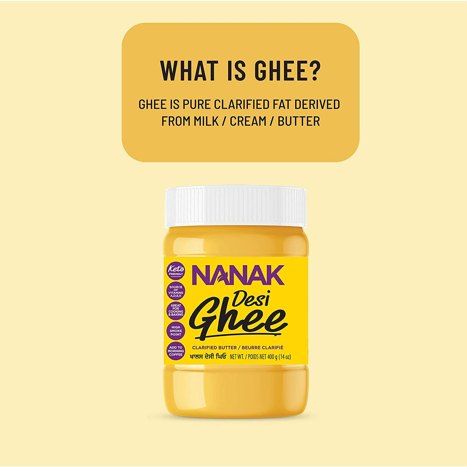 Nanak Desi Ghee Clarified Butter - 800 Gm (1.76 Lb)