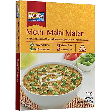 Case of 20 - Ashoka Methi Malai Matar Ready To Eat - 10 Oz (280 Gm)