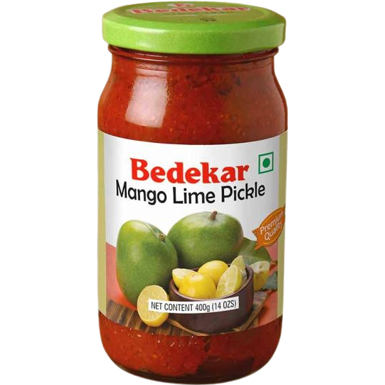 Case of 12 - Bedekar Mango Lime Pickle - 400 Gm (14 Oz)