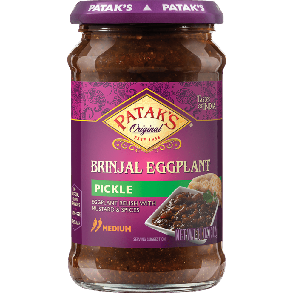 Case of 6 - Patak's Brinjal Eggplant Pickle Medium - 11 Oz (312 Gm)