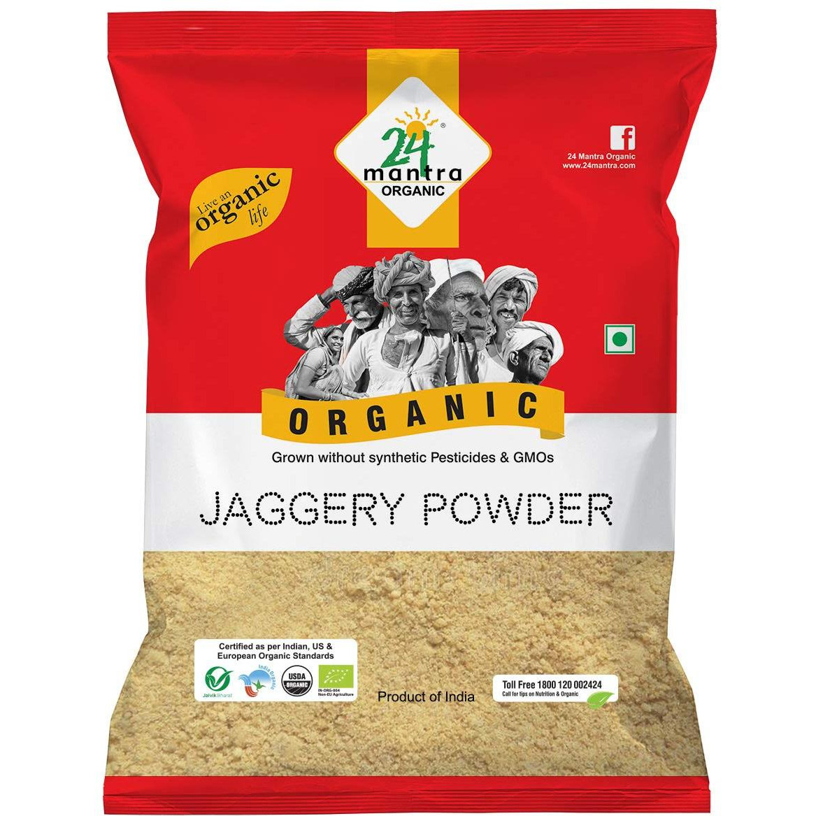 24 Mantra Organic Jaggery Powder - 2 Lb (907 Gm)