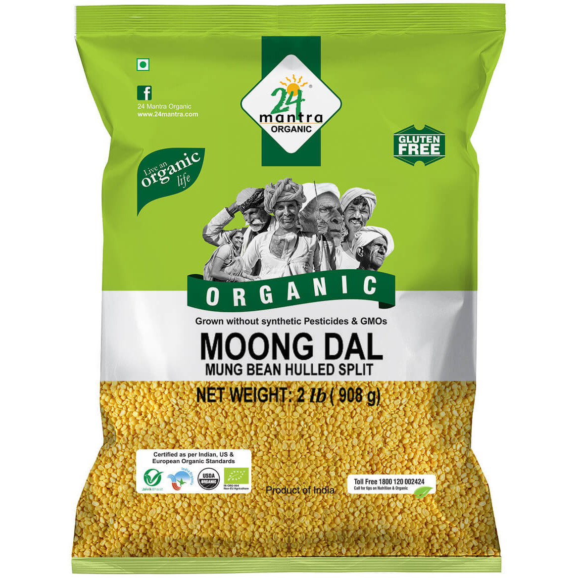 24 Mantra Organic Moong Dal - 2 Lb (908 Gm)