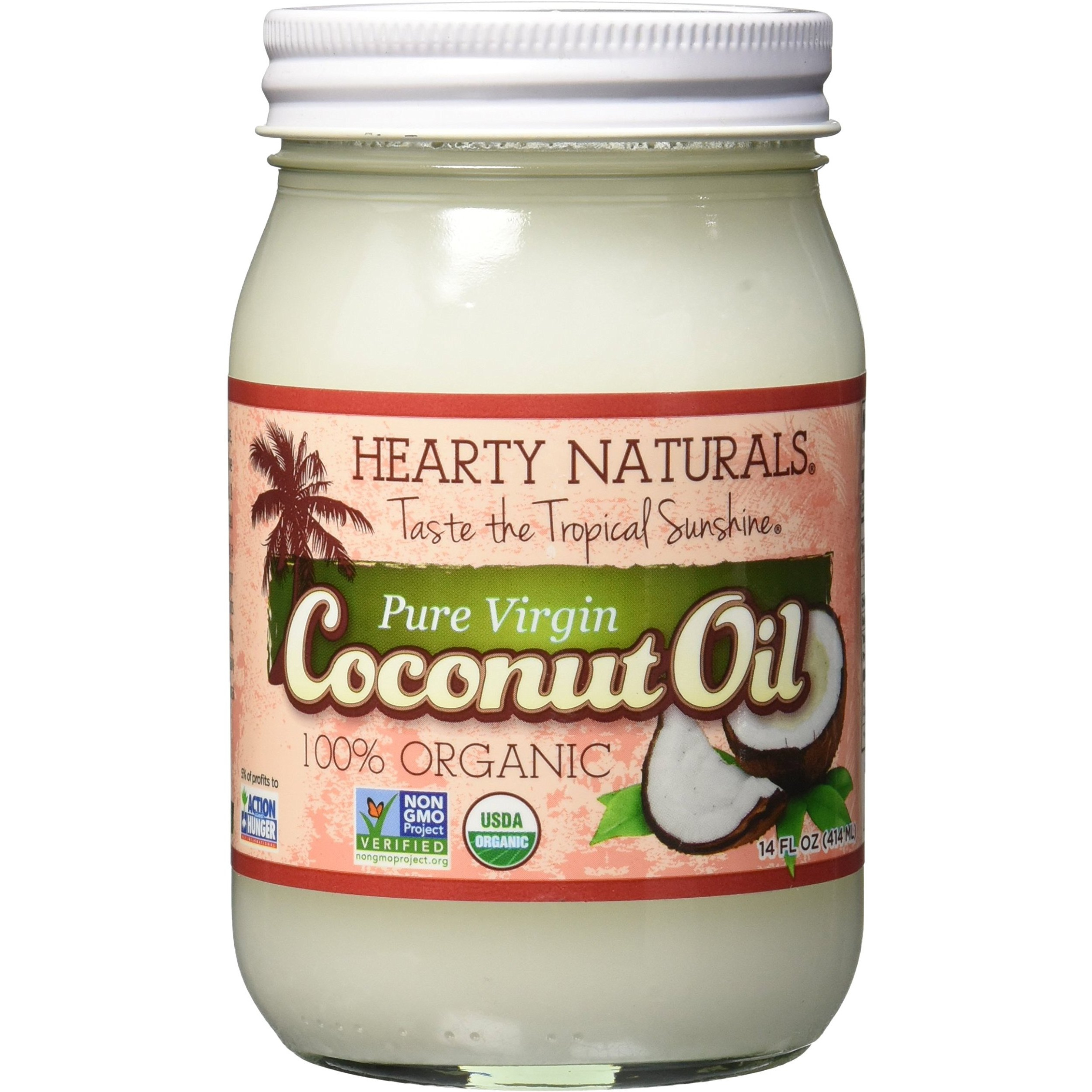 Case of 6 - Hearty Naturals Pure Virgin Coconut Oil - 14 Fl Oz (414 Ml)