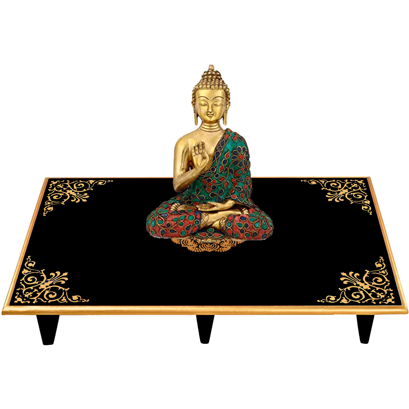 Wooden Home D??cor Black Rectangle Coffee Table (24X15X4 Inch) (Size: 24X15X4, Color: Black)