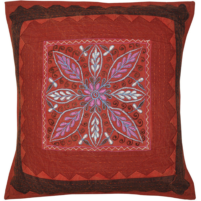 Traditional Design Kantha Decorative Patchwork Cotton Throw Cushion Cover16 x16 Inch