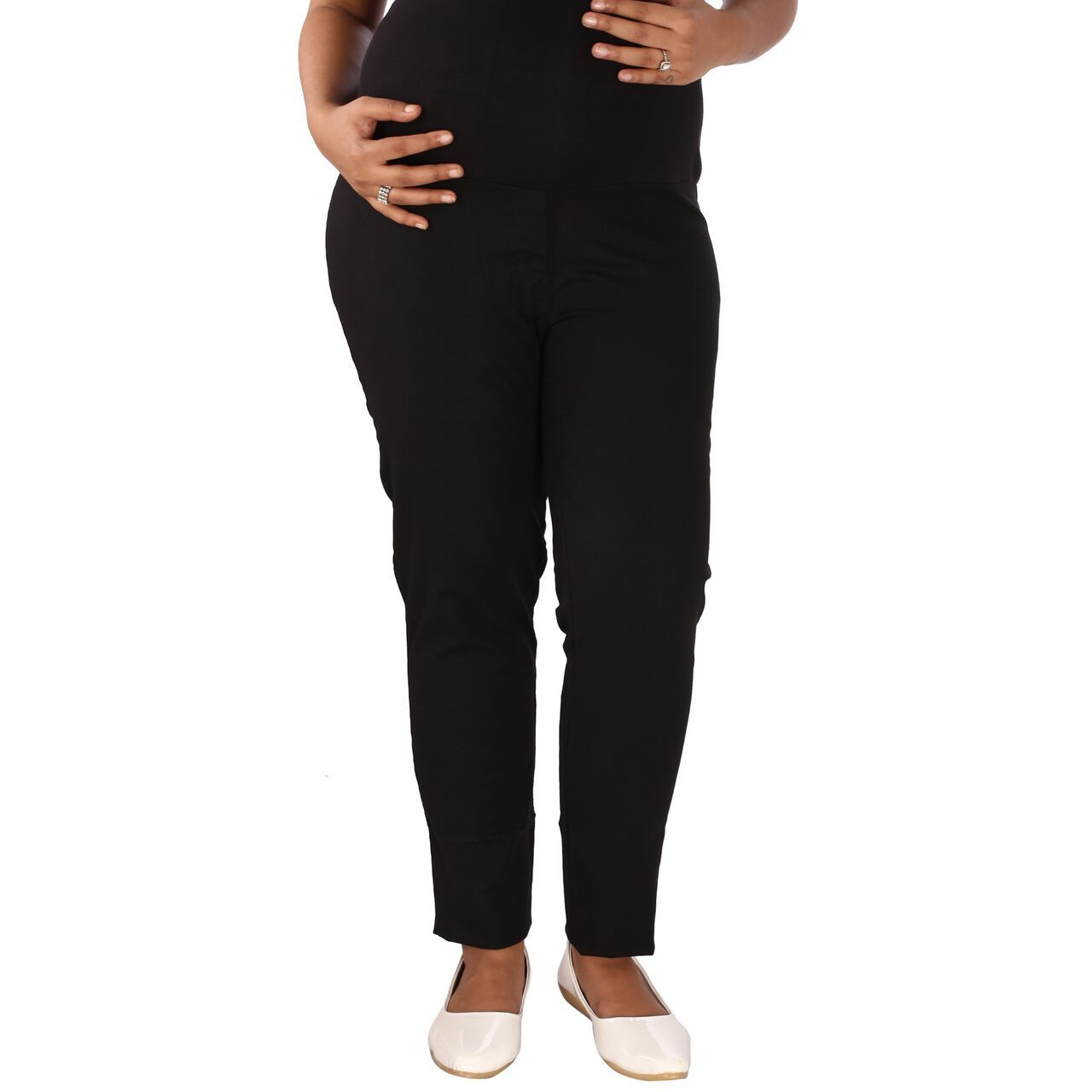 Mamma's maternity Women's Black Linen Trouser (Size:MEDIUM)
