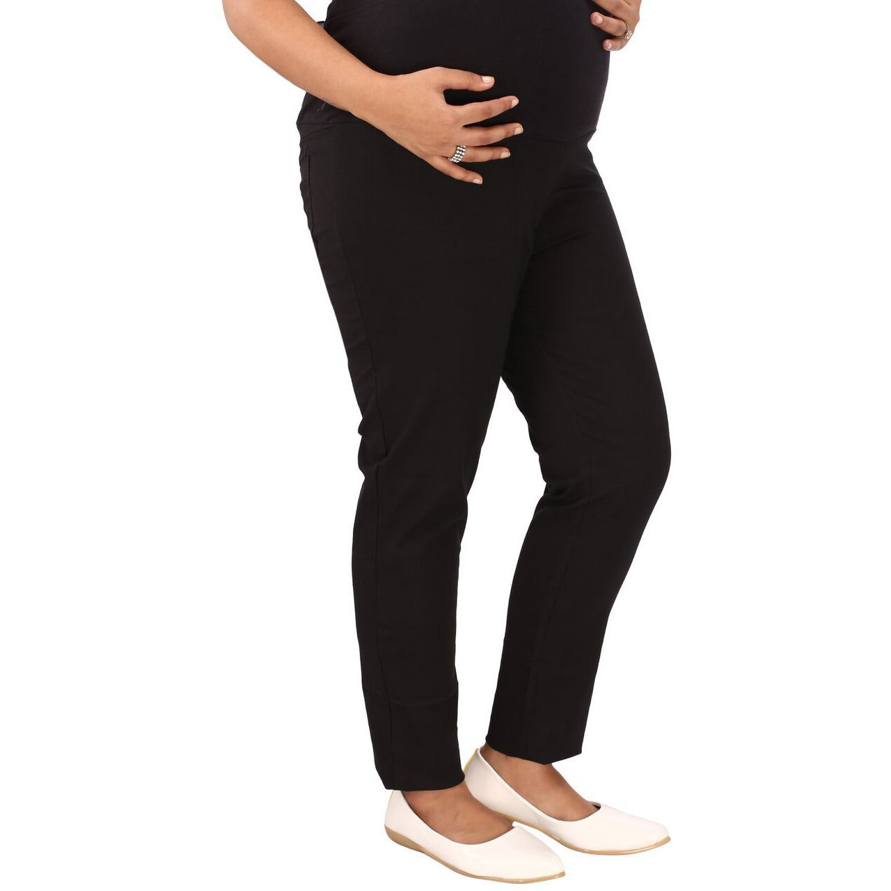 Mamma's maternity Women's Black Linen Trouser (Size:MEDIUM)