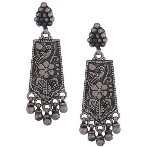 Silver-Plated Oxidised Classic Drop Earrings By Silvermerc Designs