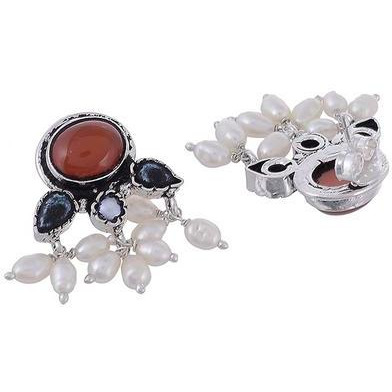 Silver-Plated & Orange Oxidised Classic Studs By Silvermerc Designs