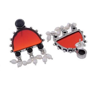 Silver-Plated & Red Classic Studs By Silvermerc Designs