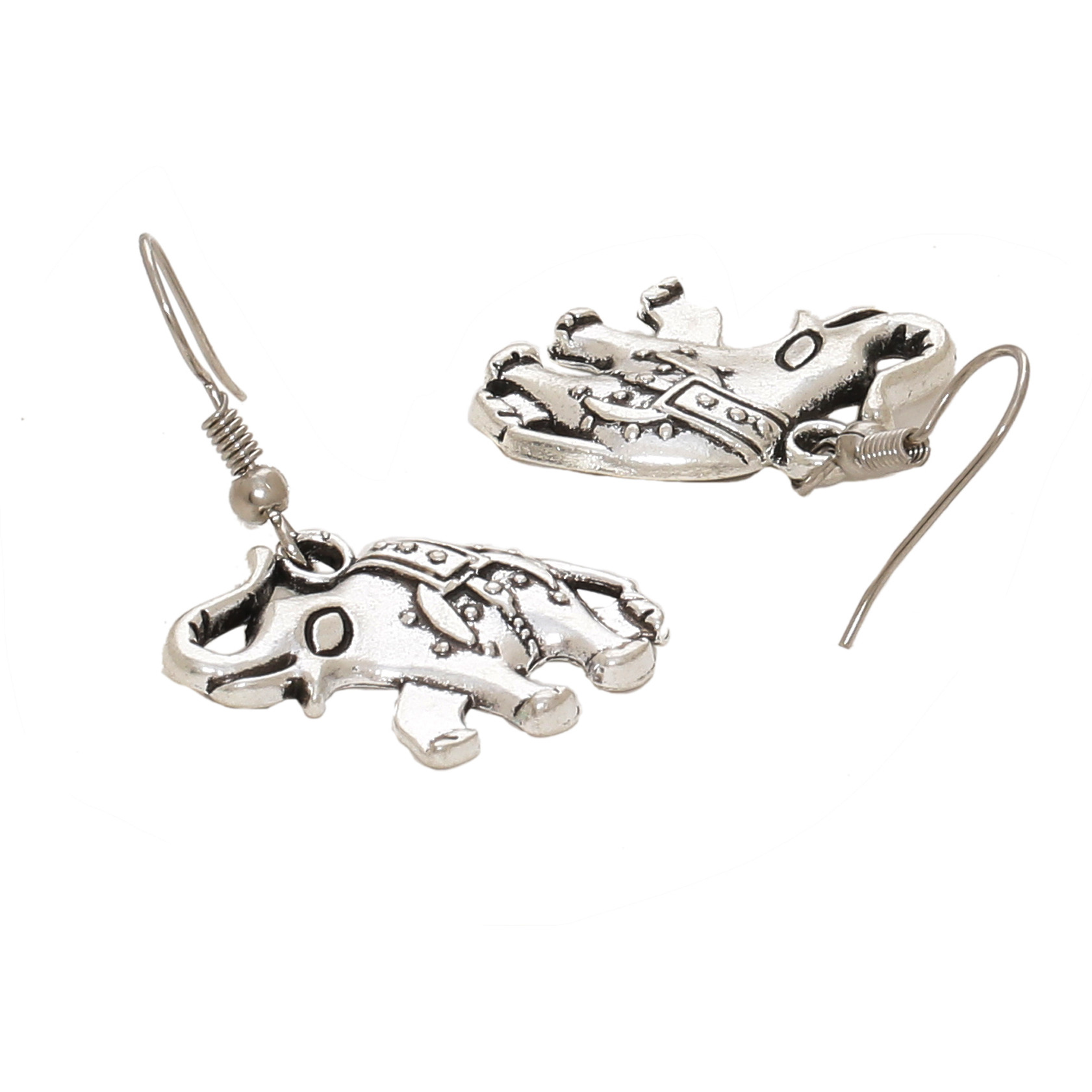 Classic  Elephant Designs Silver Plated Drop Earrings By Silvermerc Designs