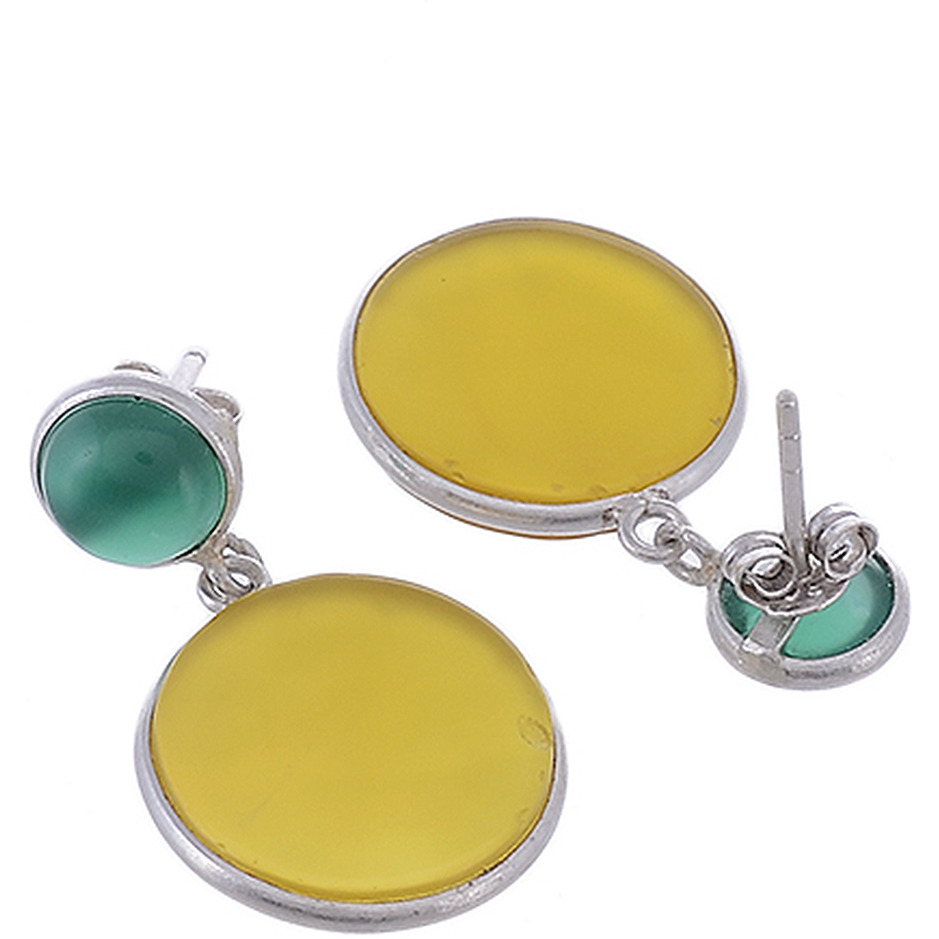 Trendy & Beautiful Design & Green & Yellow Turquoise Silver Drop Earrings By Silvermerc Designs