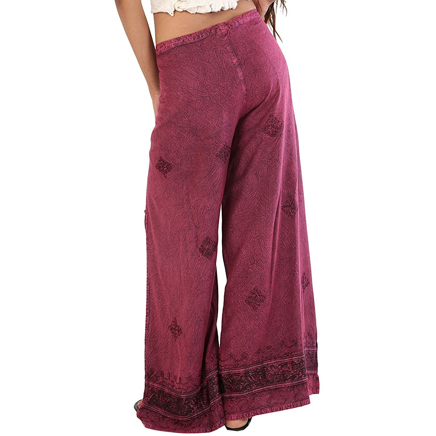Buy Online Womens Split Wide Leg Long Embroidered Rayon Wrap