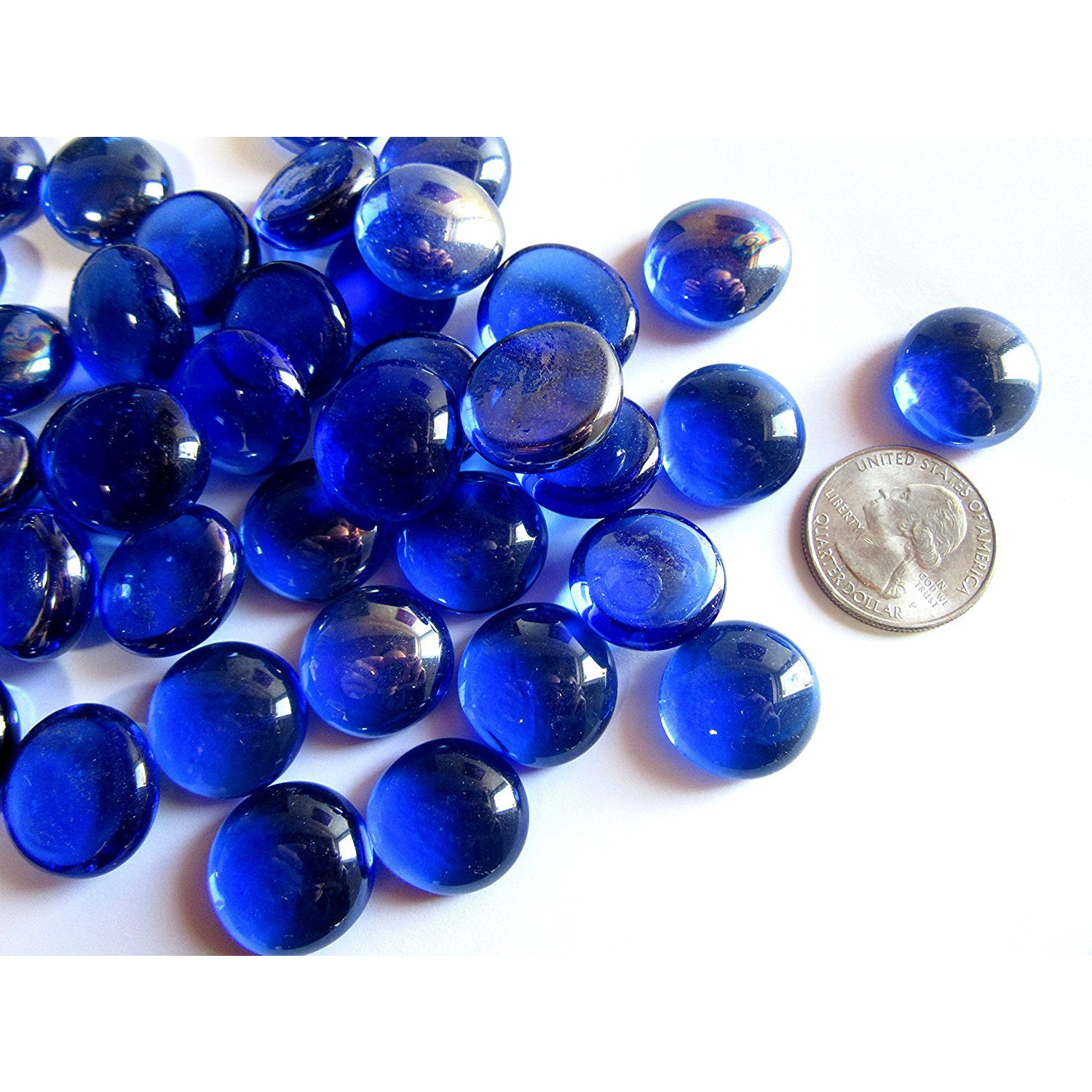 Light Blue Glass Round Marbles Beads Gemstone Vase Filler for Aquarium