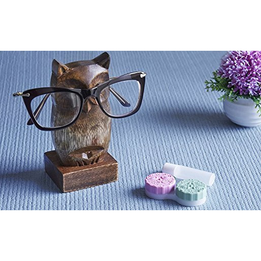 Winmaarc Wooden Owl Eyeglass Spectacle Holder Handmade Stand for Office Desk