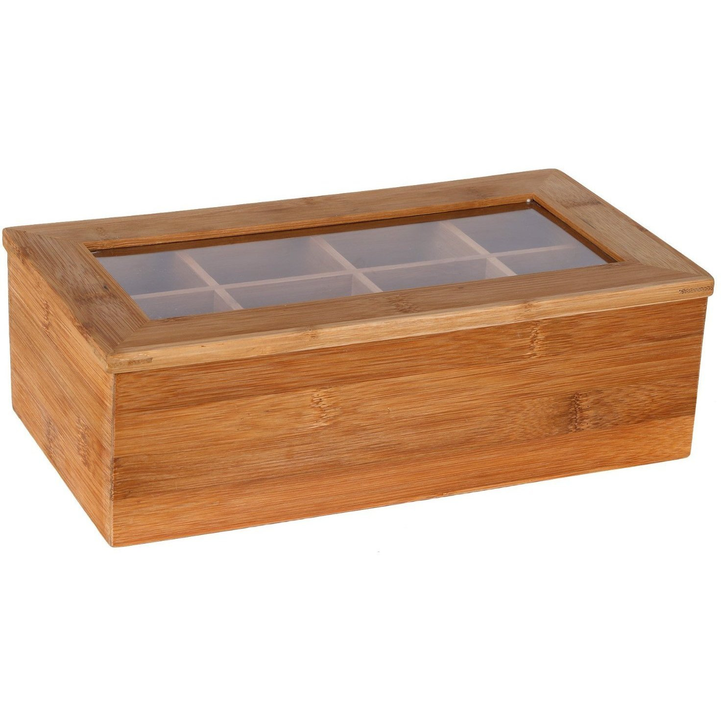 Winmaarc Handmade Steamwich Tea Storage Box with Clear Hinged Lid Tea Chest