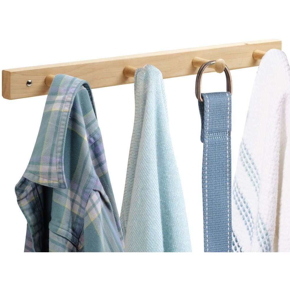 Winmaarc Wall Mount Wood Storage Rack Hanging Hooks for Jackets, Coats, Hats and Scarves