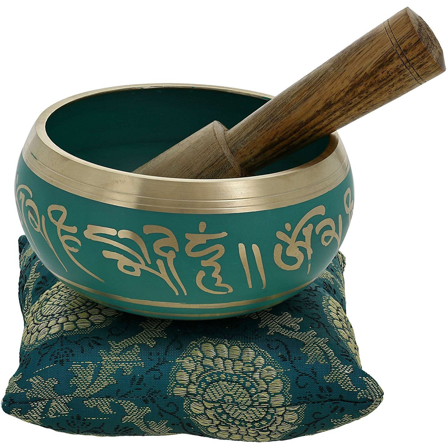 Winmaarc Hand Painted Metal Tibetan Buddhist Singing Bowl Musical Instrument for Meditation with Stick and Cushion 4