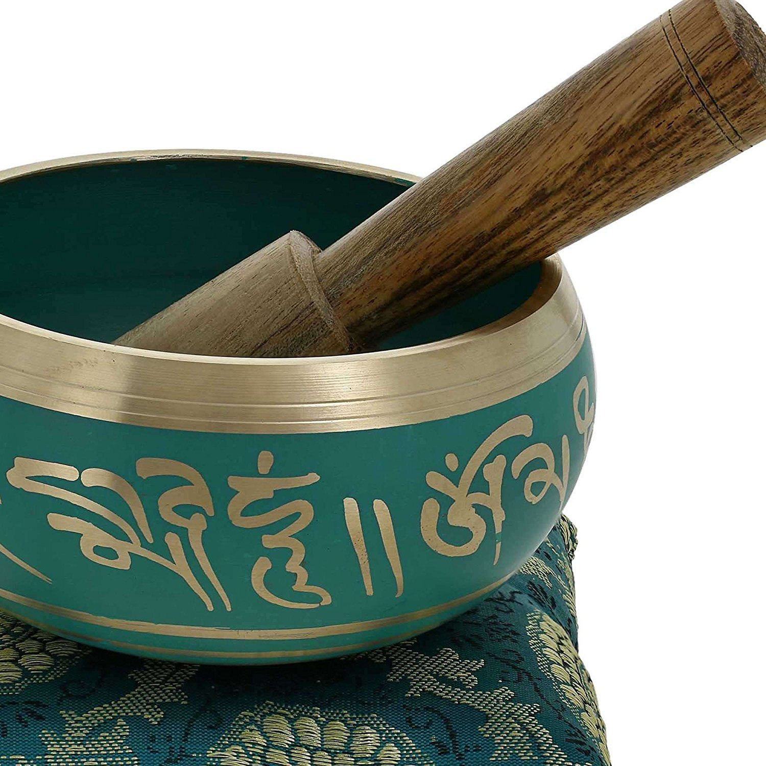 Winmaarc Hand Painted Metal Tibetan Buddhist Singing Bowl Musical Instrument for Meditation with Stick and Cushion 4