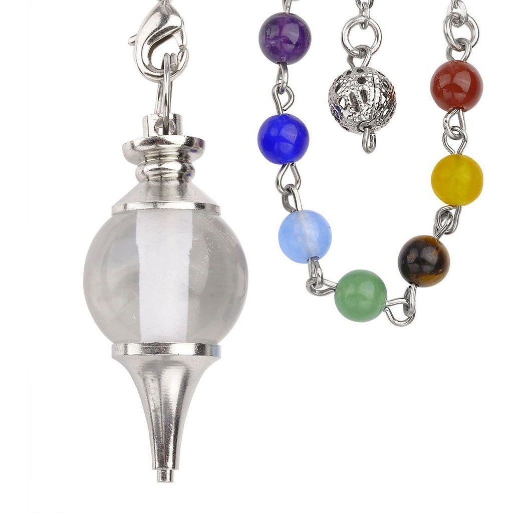 Winmaarc Beautiful Pendulum Dowsing Chakra Healing Pendant Bracelet Combination With 7 Chakras Gemstone Chain