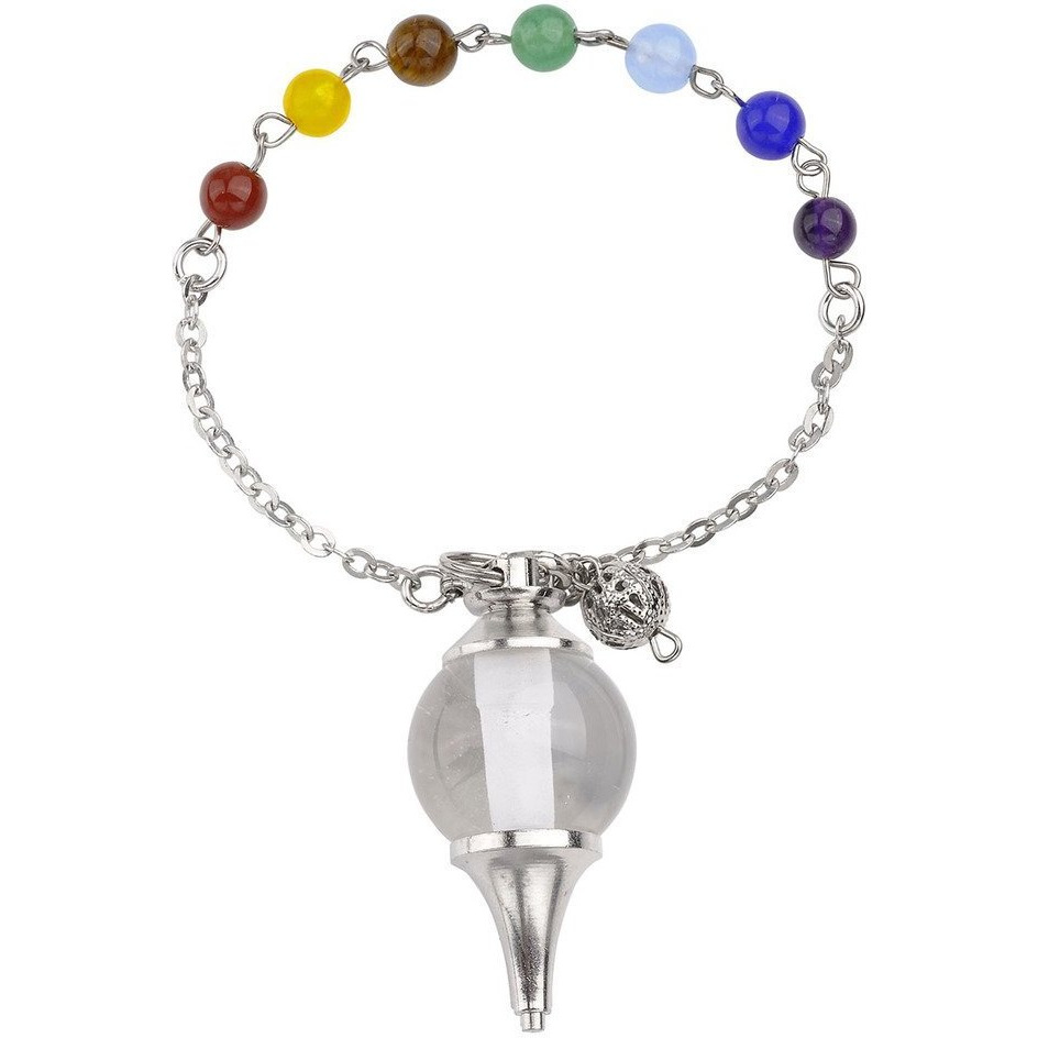 Winmaarc Beautiful Pendulum Dowsing Chakra Healing Pendant Bracelet Combination With 7 Chakras Gemstone Chain