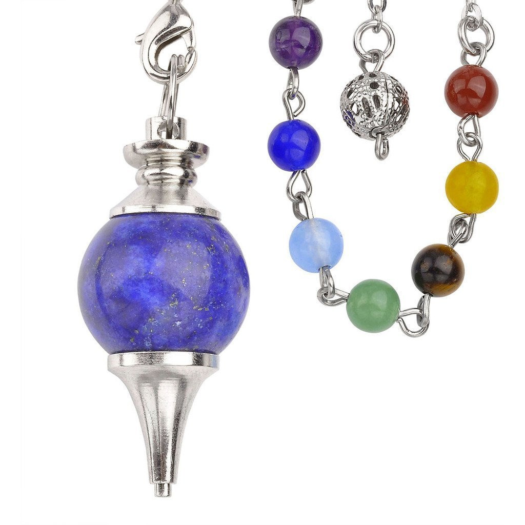 Winmaarc Beautiful Pendulum Dowsing Chakra Healing Pendant Bracelet Combination With 7 Chakras Gemstone Chain