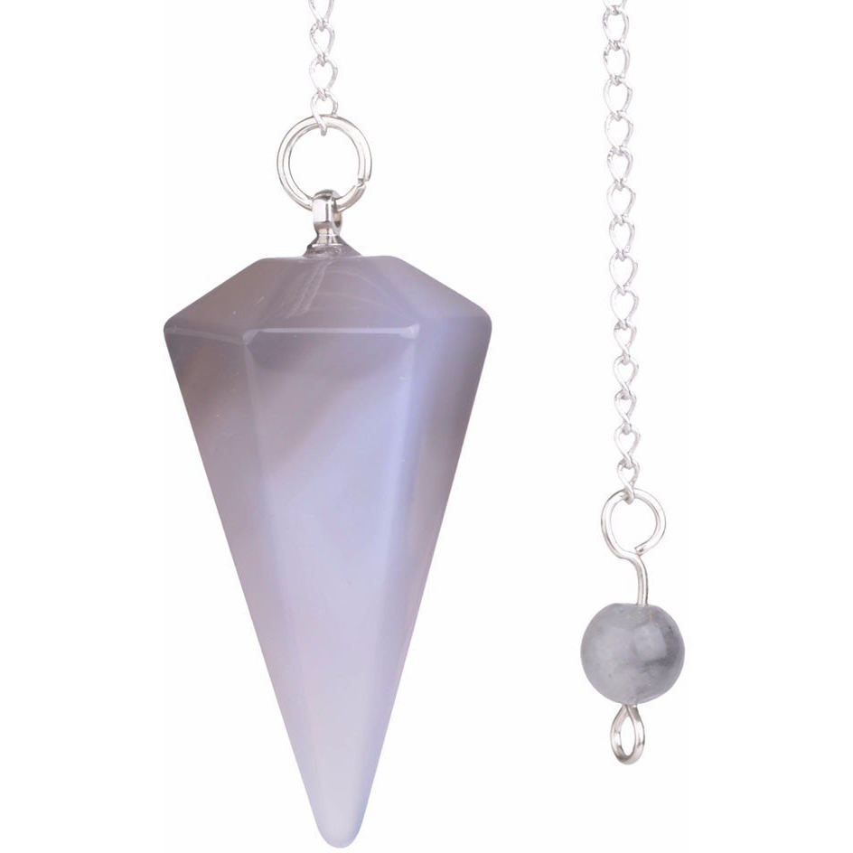 Winmaarc Gray Agate Gemstone Rock Crystal Hexagonal Pointed Reiki Chakra Pendant Pendulum