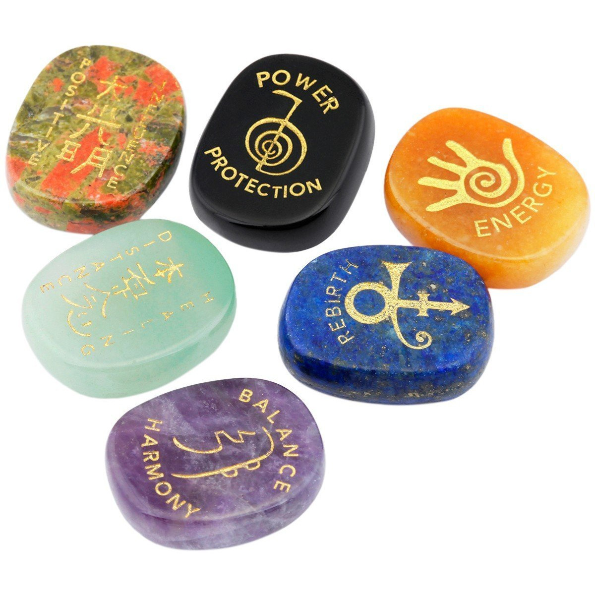 Buy Online Winmaarc Healing Crystal 6 Pcs Mixed 7 Chakra Stones Palm Stone Reiki Balancing Zifiti Com