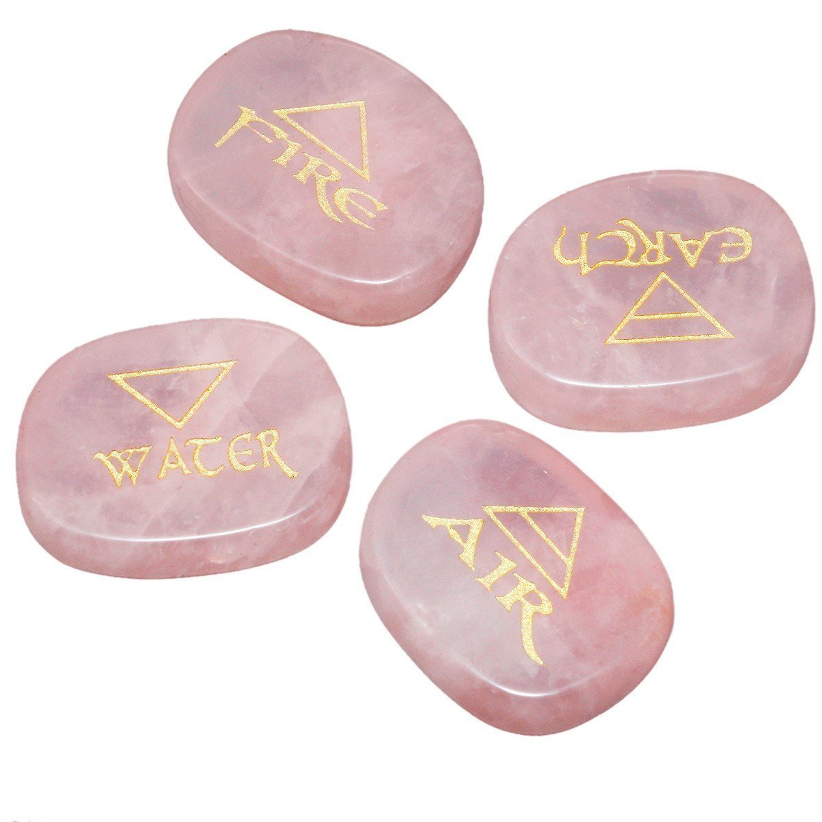 Winmaarc Healing Crystal 4 pcs Engraved Triangle Symbol Stones Palm Stones Reiki Balancing