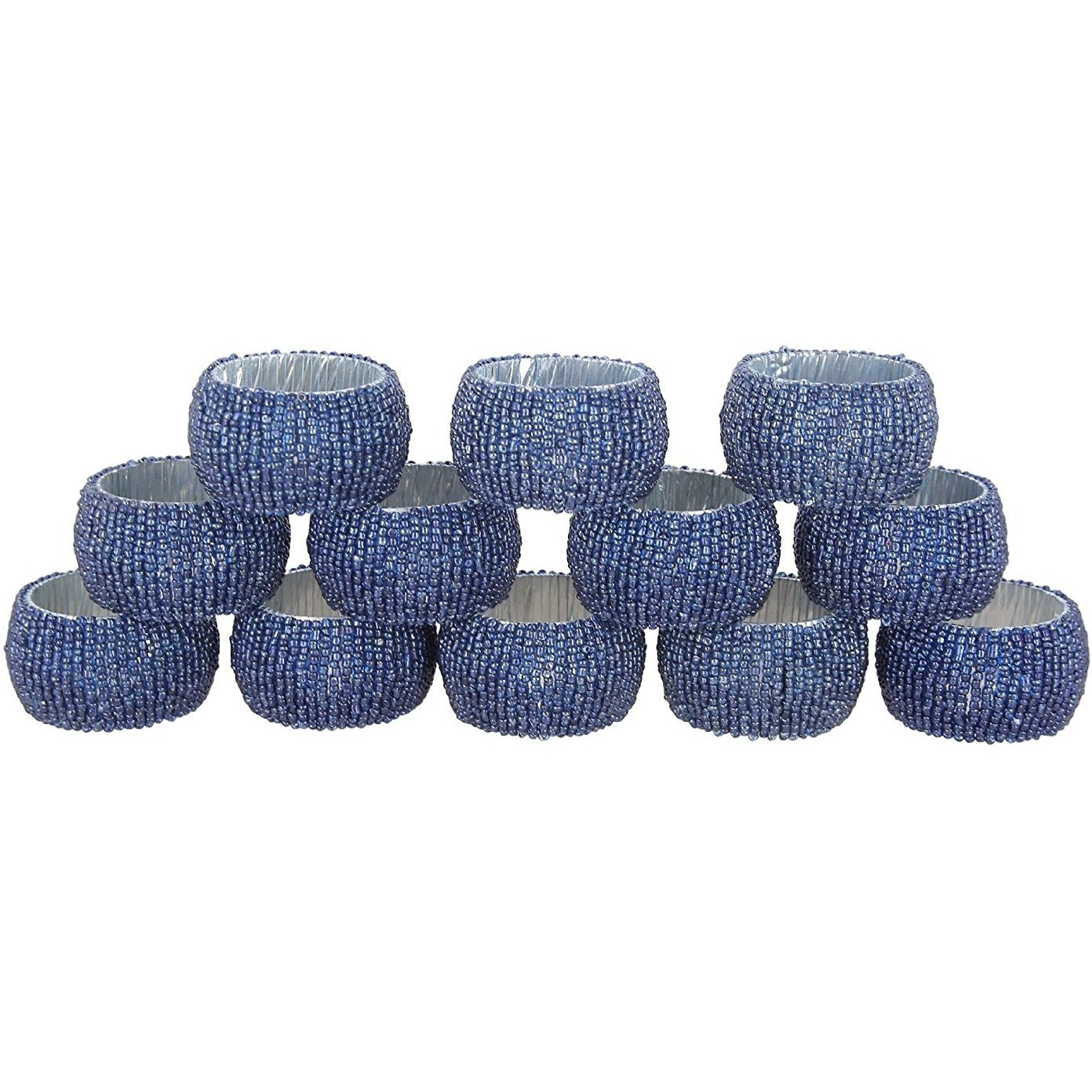 Winmaarc Handmade Beaded Napkin Rings Set Beaded Napkin Holders - 1.5 Inch Set of 4