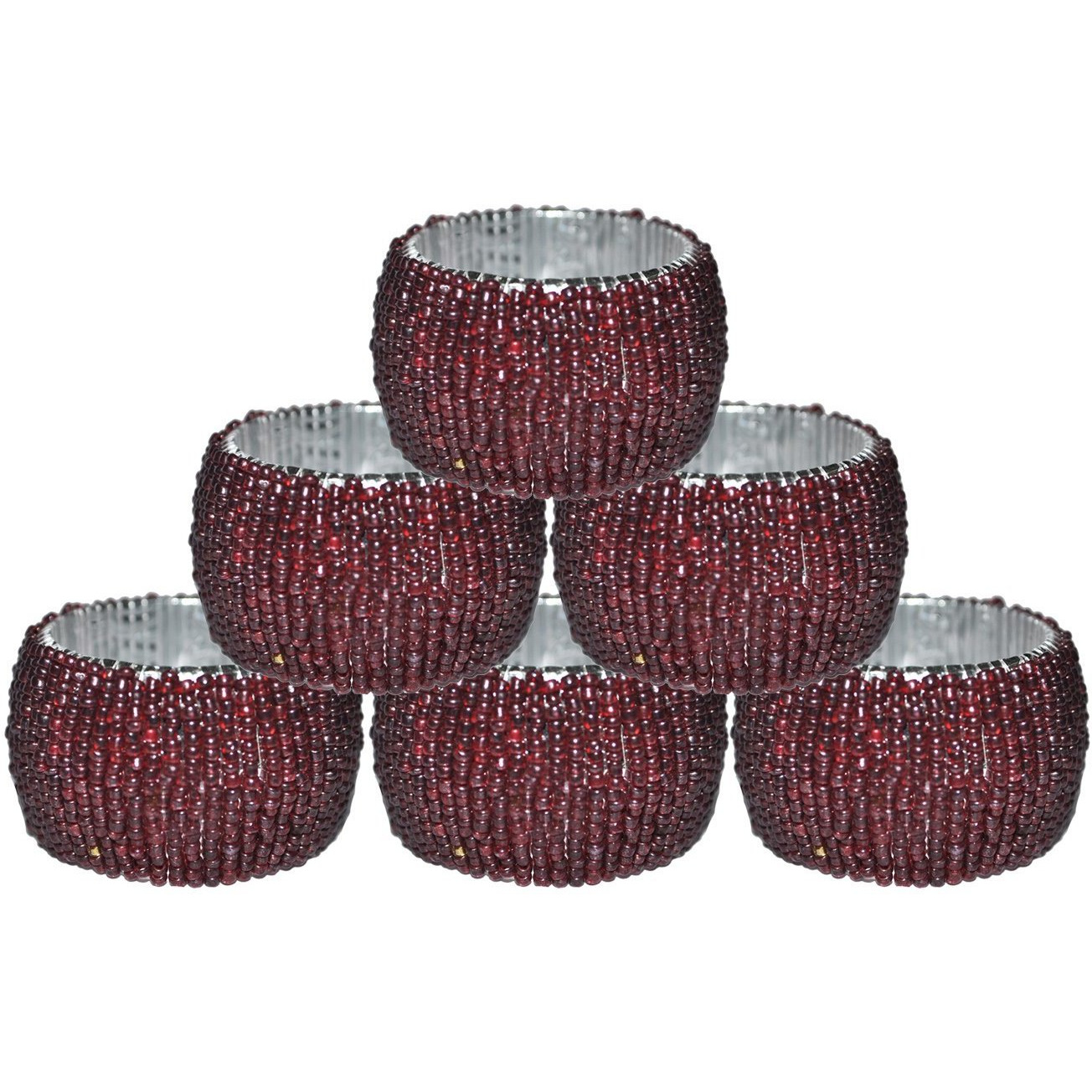 Winmaarc Handmade Beaded Napkin Rings Set Beaded Napkin Holders - 1.5 Inch Set of 4